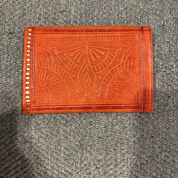 No brand Handbags - NWOT Tooled Leather Boho Wallet Burnt Orange Western Style Handmade Look